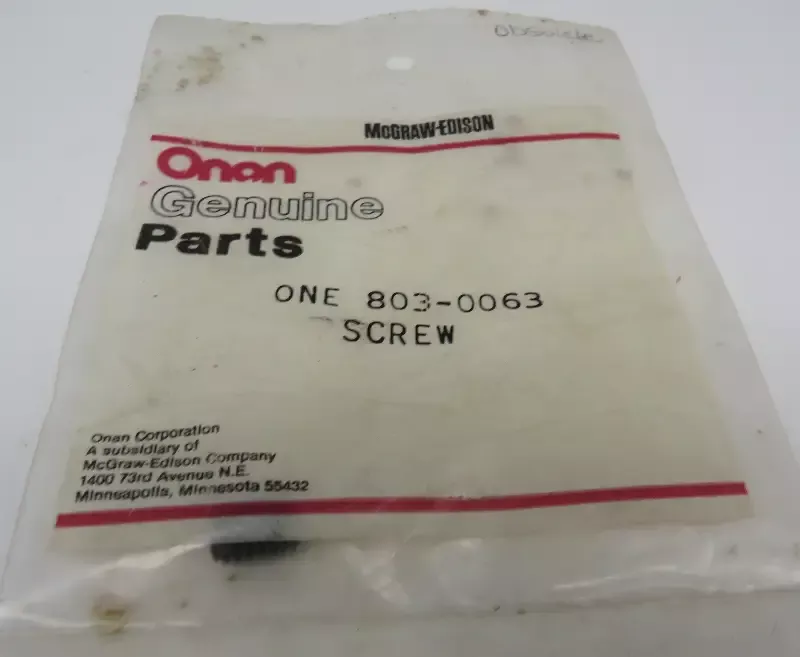 803-0063 Onan Screw (OBSOLETE) Socket Set 1/4-20 x 1/2″ For MDJE Gensets 6.0 & 7.5 kW Spec AB-AF 7/8/2025 THIS PART IS IN STOCK 7/8/2025