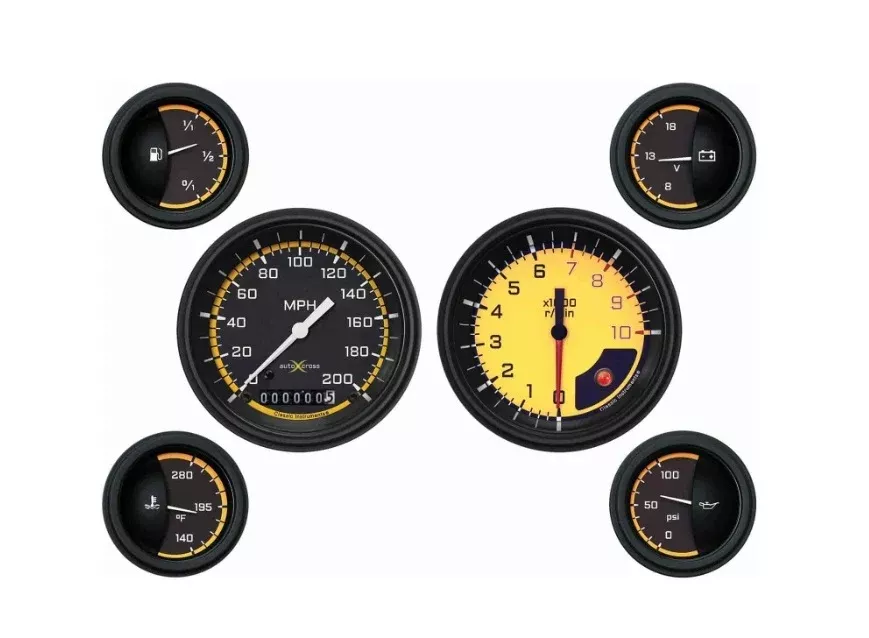 Classic Instruments - Classic Instruments Auto Cross Yellow 6 Gauge Set