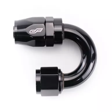 COLOR FITTINGS -10 AN 180 DEGREE FEMALE ALUMINUM HOSE END FITTING- BLACK COFFHE-10-180-000-BL