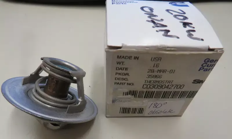 Cummins CO309042700 Cummins Thermostat 180 Degree For 20KW Onan 309-0427 (Uses Gasket C0309058600 Onan 309-0586) OBSOLETE 11/4/2025 THIS PART IS IN STOCK 11/18/2025