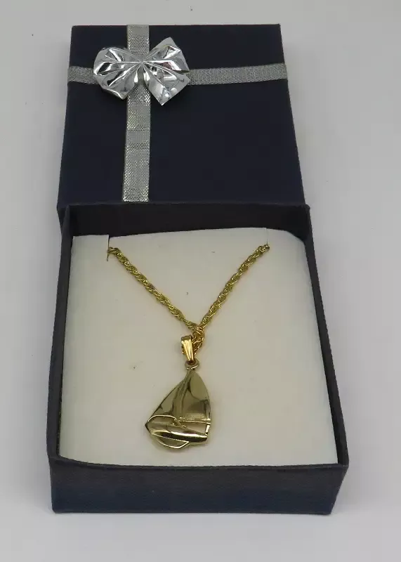 Gold Sailboat (Sloop) Necklace 20″ 10/30/2025 THIS PART IS IN STOCK as of 10/30/2025