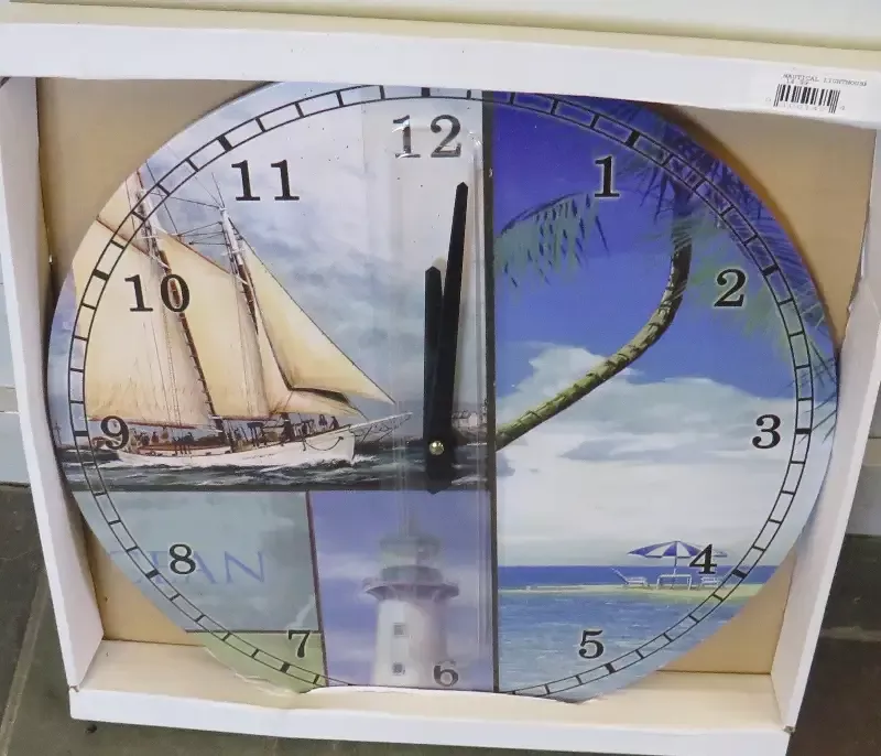 Nautical Lighthouse Clock 15 1/4″ D 12/17/2024 THIS CLOCK IS IN STOCK 12/17/2024