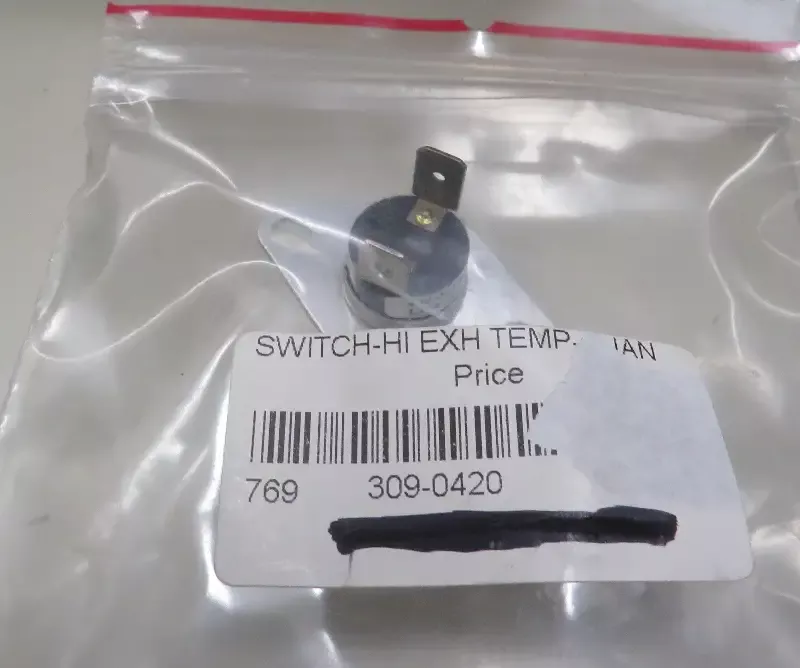 Onan 309-0420 Hi Exhaust Temperature Switch (OBSOLETE) Open on Rise @190 Degrees, Close @ 165 Degrees 1/15/2026 THIS PART IS IN STOCK as of 1/15/2026