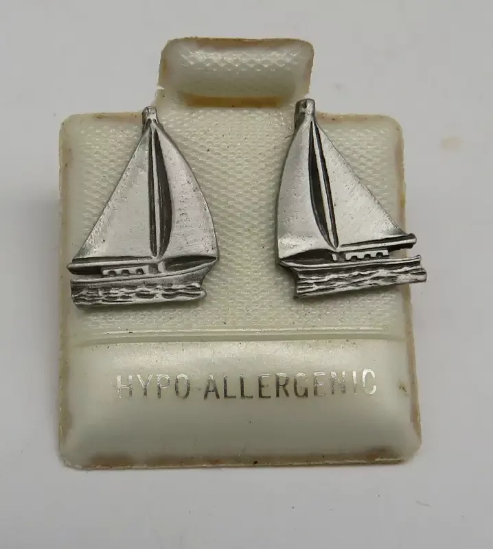 Pewter Medium Sailboat Hypo-Allergenic Pierced Post Earrings 10/30/2025 THIS PART IS IN STOCK as of 10/30/2025