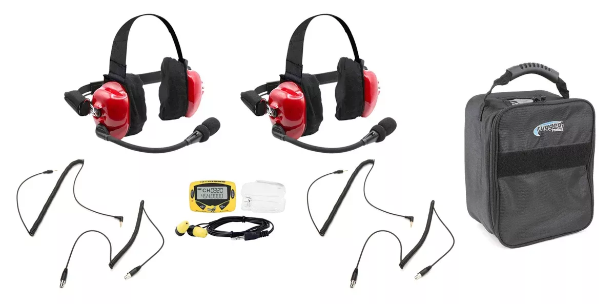 Rugged Radios - Headset Track Talk Red Linkable Intercom Fan