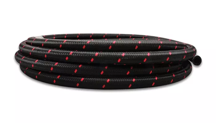 Vibrant Performance - 10ft Roll -4 Black Red N ylon Braided Flex Hose